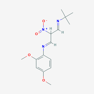 molecular formula C15H21N3O4 B11100042 N-[(1E,3E)-3-(tert-butylimino)-2-nitropropylidene]-2,4-dimethoxyaniline CAS No. 5803-07-6