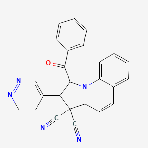 molecular formula C25H17N5O B11100079 1-(phenylcarbonyl)-2-(pyridazin-4-yl)-1,2-dihydropyrrolo[1,2-a]quinoline-3,3(3aH)-dicarbonitrile 