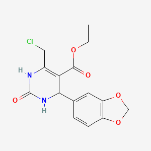 molecular formula C15H15ClN2O5 B11100153 Ethyl 4-(1,3-benzodioxol-5-yl)-6-(chloromethyl)-2-oxo-1,2,3,4-tetrahydropyrimidine-5-carboxylate 