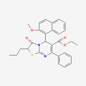 ethyl 5-(2-methoxynaphthalen-1-yl)-3-oxo-7-phenyl-2-propyl-2,3-dihydro-5H-[1,3]thiazolo[3,2-a]pyrimidine-6-carboxylate