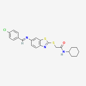 2-[(6-{[(E)-(4-chlorophenyl)methylidene]amino}-1,3-benzothiazol-2-yl)sulfanyl]-N-cyclohexylacetamide