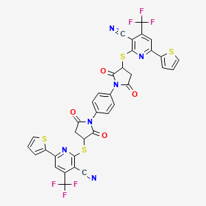 2,2'-{Benzene-1,4-diylbis[(2,5-dioxopyrrolidine-1,3-diyl)sulfanediyl]}bis[6-(thiophen-2-yl)-4-(trifluoromethyl)pyridine-3-carbonitrile]