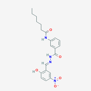 N-(3-{[(2E)-2-(2-hydroxy-5-nitrobenzylidene)hydrazinyl]carbonyl}phenyl)heptanamide