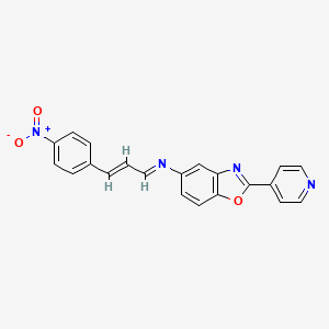 N-[(1E,2E)-3-(4-nitrophenyl)prop-2-en-1-ylidene]-2-(pyridin-4-yl)-1,3-benzoxazol-5-amine