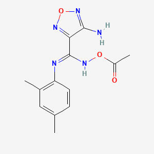 molecular formula C13H15N5O3 B11100270 N'-(acetyloxy)-4-amino-N-(2,4-dimethylphenyl)-1,2,5-oxadiazole-3-carboximidamide 