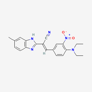 molecular formula C21H21N5O2 B11100290 (2E)-3-[4-(diethylamino)-3-nitrophenyl]-2-(5-methyl-1H-benzimidazol-2-yl)prop-2-enenitrile 