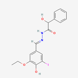 molecular formula C17H17IN2O4 B11100298 N'-[(E)-(3-ethoxy-4-hydroxy-5-iodophenyl)methylidene]-2-hydroxy-2-phenylacetohydrazide 