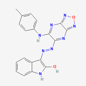 (3Z)-3-(2-{6-[(4-methylphenyl)amino][1,2,5]oxadiazolo[3,4-b]pyrazin-5-yl}hydrazinylidene)-1,3-dihydro-2H-indol-2-one