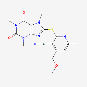 4-(Methoxymethyl)-6-methyl-2-(1,3,7-trimethyl-2,6-dioxopurin-8-yl)sulfanylpyridine-3-carbonitrile