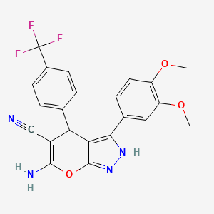 6-Amino-3-(3,4-dimethoxyphenyl)-4-[4-(trifluoromethyl)phenyl]-1,4-dihydropyrano[2,3-c]pyrazole-5-carbonitrile