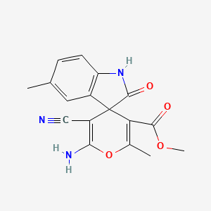 Methyl 6'-amino-5'-cyano-2',5-dimethyl-2-oxo-1,2-dihydrospiro[indole-3,4'-pyran]-3'-carboxylate