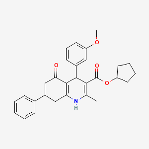 molecular formula C29H31NO4 B11100421 Cyclopentyl 4-(3-methoxyphenyl)-2-methyl-5-oxo-7-phenyl-1,4,5,6,7,8-hexahydroquinoline-3-carboxylate 