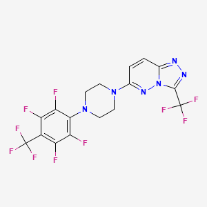 molecular formula C17H10F10N6 B11100428 6-[4-[2,3,5,6-Tetrafluoro-4-(trifluoromethyl)phenyl]piperazin-1-yl]-3-(trifluoromethyl)-[1,2,4]triazolo[4,3-b]pyridazine 