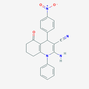 molecular formula C22H18N4O3 B11100435 2-Amino-4-(4-nitrophenyl)-5-oxo-1-phenyl-1,4,5,6,7,8-hexahydroquinoline-3-carbonitrile 