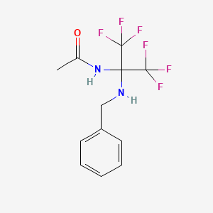 molecular formula C12H12F6N2O B11100438 N-[2-(benzylamino)-1,1,1,3,3,3-hexafluoropropan-2-yl]acetamide 