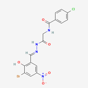 N-(2-{2-[(E)-1-(3-Bromo-2-hydroxy-5-nitrophenyl)methylidene]hydrazino}-2-oxoethyl)-4-chlorobenzamide