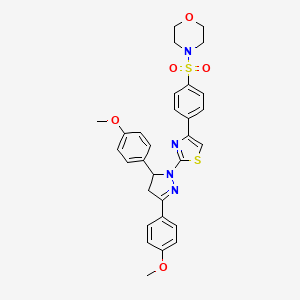 molecular formula C30H30N4O5S2 B11100499 4-[(4-{2-[3,5-bis(4-methoxyphenyl)-4,5-dihydro-1H-pyrazol-1-yl]-1,3-thiazol-4-yl}phenyl)sulfonyl]morpholine 