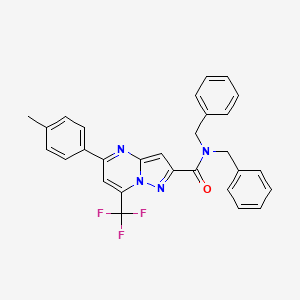 molecular formula C29H23F3N4O B11100515 N,N-dibenzyl-5-(4-methylphenyl)-7-(trifluoromethyl)pyrazolo[1,5-a]pyrimidine-2-carboxamide 