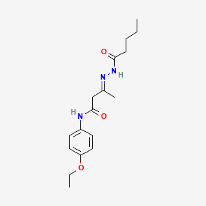 (3E)-N-(4-ethoxyphenyl)-3-(2-pentanoylhydrazinylidene)butanamide