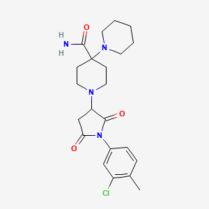 molecular formula C22H29ClN4O3 B11100582 1'-[1-(3-Chloro-4-methylphenyl)-2,5-dioxopyrrolidin-3-yl]-1,4'-bipiperidine-4'-carboxamide 