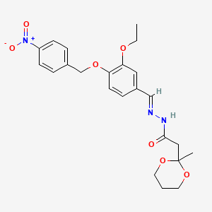 molecular formula C23H27N3O7 B11100591 N'-[(E)-{3-ethoxy-4-[(4-nitrobenzyl)oxy]phenyl}methylidene]-2-(2-methyl-1,3-dioxan-2-yl)acetohydrazide 