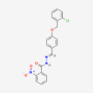 molecular formula C21H16ClN3O4 B11100597 N'-[(E)-{4-[(2-chlorobenzyl)oxy]phenyl}methylidene]-2-nitrobenzohydrazide 