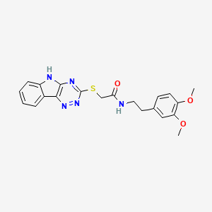 molecular formula C21H21N5O3S B11100598 N-[2-(3,4-dimethoxyphenyl)ethyl]-2-(5H-[1,2,4]triazino[5,6-b]indol-3-ylsulfanyl)acetamide 