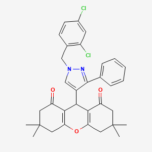 9-[1-(2,4-dichlorobenzyl)-3-phenyl-1H-pyrazol-4-yl]-3,3,6,6-tetramethyl-3,4,5,6,7,9-hexahydro-1H-xanthene-1,8(2H)-dione