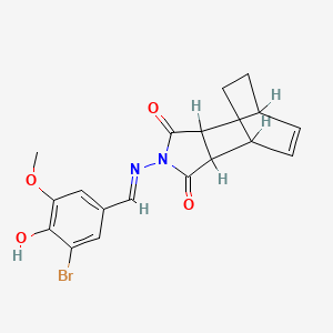 2-{[(E)-(3-bromo-4-hydroxy-5-methoxyphenyl)methylidene]amino}-3a,4,7,7a-tetrahydro-1H-4,7-ethanoisoindole-1,3(2H)-dione