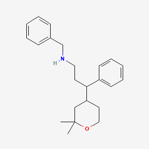 N-benzyl-3-(2,2-dimethyloxan-4-yl)-3-phenylpropan-1-amine