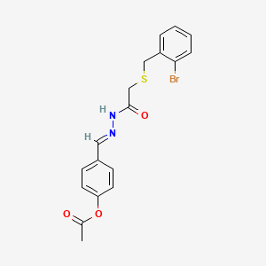 molecular formula C18H17BrN2O3S B11100652 4-[(E)-(2-{[(2-bromobenzyl)sulfanyl]acetyl}hydrazinylidene)methyl]phenyl acetate 