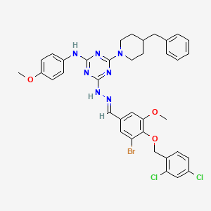 4-(4-benzylpiperidin-1-yl)-6-[(2E)-2-{3-bromo-4-[(2,4-dichlorobenzyl)oxy]-5-methoxybenzylidene}hydrazinyl]-N-(4-methoxyphenyl)-1,3,5-triazin-2-amine