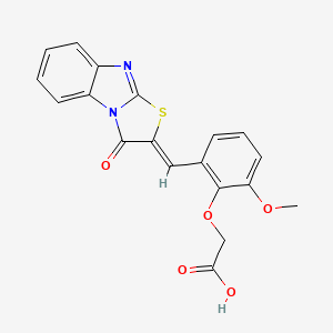 molecular formula C19H14N2O5S B11100677 {2-methoxy-6-[(Z)-(3-oxo[1,3]thiazolo[3,2-a]benzimidazol-2(3H)-ylidene)methyl]phenoxy}acetic acid 