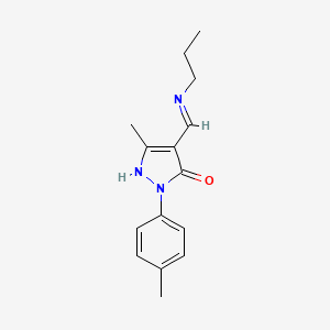 molecular formula C15H19N3O B11100712 5-methyl-2-(4-methylphenyl)-4-[(propylamino)methylidene]-2,4-dihydro-3H-pyrazol-3-one 