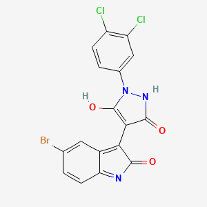 molecular formula C17H8BrCl2N3O3 B11100744 (4Z)-4-(5-bromo-2-oxo-1,2-dihydro-3H-indol-3-ylidene)-1-(3,4-dichlorophenyl)pyrazolidine-3,5-dione 