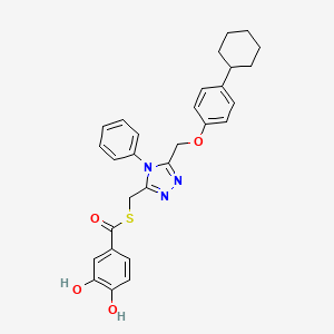 molecular formula C29H29N3O4S B11100760 S-({5-[(4-cyclohexylphenoxy)methyl]-4-phenyl-4H-1,2,4-triazol-3-yl}methyl) 3,4-dihydroxybenzenecarbothioate 