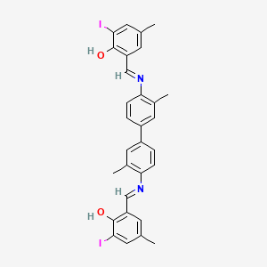 molecular formula C30H26I2N2O2 B11100765 2,2'-{(3,3'-Dimethylbiphenyl-4,4'-diyl)bis[nitrilo({E})methylylidene]}bis(6-iodo-4-methylphenol) 