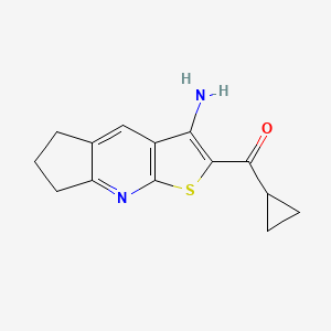 molecular formula C14H14N2OS B11100770 (3-amino-6,7-dihydro-5H-cyclopenta[b]thieno[3,2-e]pyridin-2-yl)(cyclopropyl)methanone CAS No. 361470-80-6