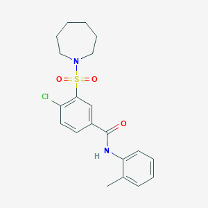 molecular formula C20H23ClN2O3S B11100834 3-(azepan-1-ylsulfonyl)-4-chloro-N-(2-methylphenyl)benzamide 