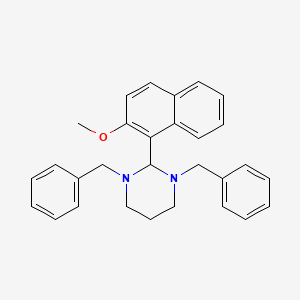 molecular formula C29H30N2O B11100846 1,3-Dibenzyl-2-(2-methoxynaphthalen-1-yl)hexahydropyrimidine 