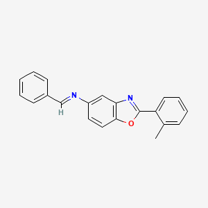 molecular formula C21H16N2O B11100861 2-(2-methylphenyl)-N-[(E)-phenylmethylidene]-1,3-benzoxazol-5-amine 