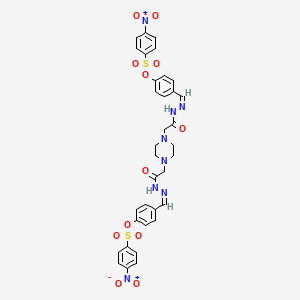 4-[((Z)-2-{2-[4-(2-{2-[(Z)-1-(4-{[(4-Nitrophenyl)sulfonyl]oxy}phenyl)methylidene]hydrazino}-2-oxoethyl)piperazino]acetyl}hydrazono)methyl]phenyl 4-nitro-1-benzenesulfonate