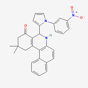 molecular formula C29H25N3O3 B11100942 2,2-dimethyl-5-[1-(3-nitrophenyl)-1H-pyrrol-2-yl]-2,3,5,6-tetrahydrobenzo[a]phenanthridin-4(1H)-one 