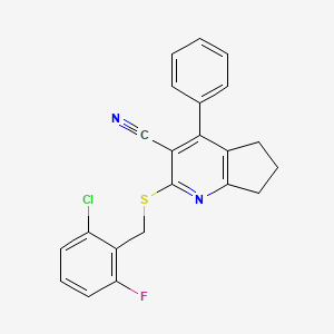 2-[(2-chloro-6-fluorobenzyl)sulfanyl]-4-phenyl-6,7-dihydro-5H-cyclopenta[b]pyridine-3-carbonitrile