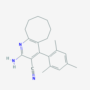 molecular formula C21H25N3 B11100966 2-Amino-4-(2,4,6-trimethylphenyl)-5,6,7,8,9,10-hexahydrocycloocta[b]pyridine-3-carbonitrile 