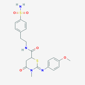 molecular formula C21H24N4O5S2 B11100969 (2E)-2-[(4-methoxyphenyl)imino]-3-methyl-4-oxo-N-[2-(4-sulfamoylphenyl)ethyl]-1,3-thiazinane-6-carboxamide 