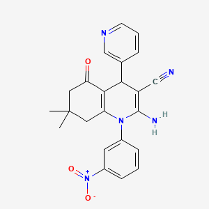 2-Amino-7,7-dimethyl-1-(3-nitrophenyl)-5-oxo-4-(pyridin-3-yl)-1,4,5,6,7,8-hexahydroquinoline-3-carbonitrile