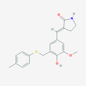 molecular formula C20H21NO3S B011101 3-((4-Hydroxy-3-methoxy-5-(((4-methylphenyl)thio)methyl)phenyl)methylene)-2-pyrrolidinone CAS No. 107788-15-8