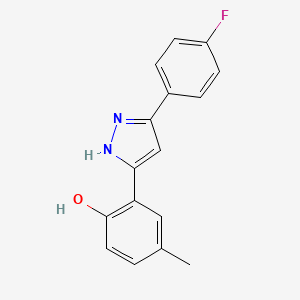 molecular formula C16H13FN2O B11101039 2-[5-(4-fluorophenyl)-1H-pyrazol-3-yl]-4-methylphenol 