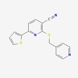 molecular formula C16H11N3S2 B11101053 2-[(Pyridin-4-ylmethyl)sulfanyl]-6-(thiophen-2-yl)pyridine-3-carbonitrile 